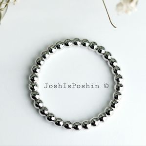 Handmade beaded Ball eternity band in sterling silver